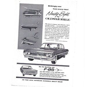 Vintage 1961 Oldsmobile Ninety Eight Brochure Advertisement Print F 85
